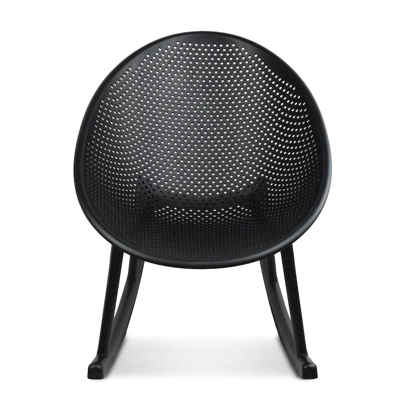 Mid-Century Modern Plastic Rocking Lounge Chair Plastic Legs with Breathable Perforated Egg Shaped Seat for Indoor/Outdoor Use