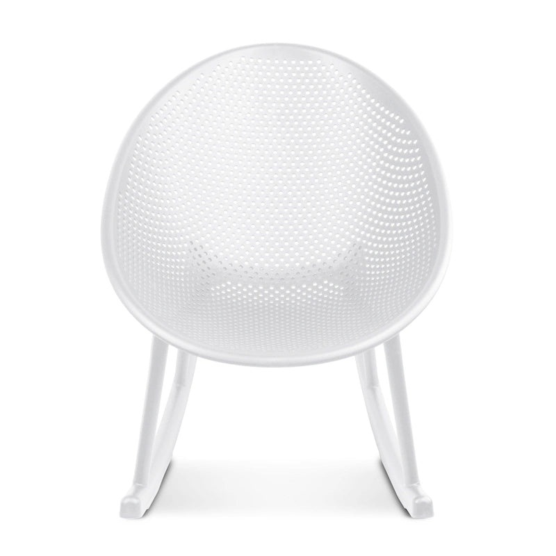 Mid-Century Modern Plastic Rocking Lounge Chair Plastic Legs with Breathable Perforated Egg Shaped Seat for Indoor/Outdoor Use