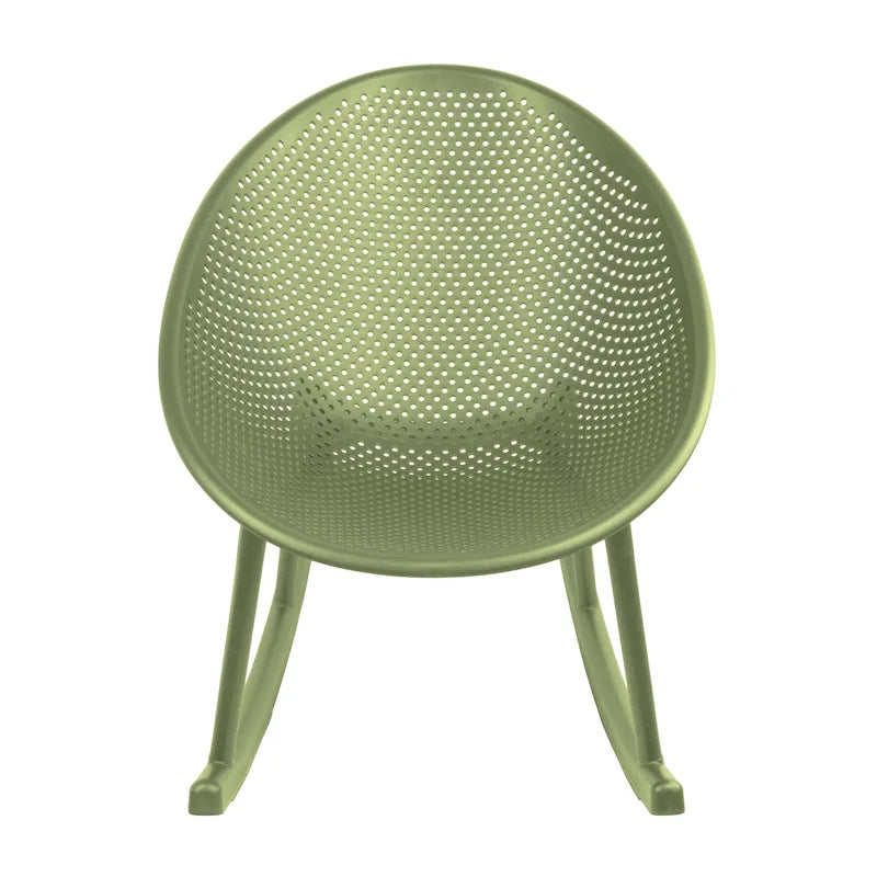 Mid-Century Modern Plastic Rocking Lounge Chair Plastic Legs with Breathable Perforated Egg Shaped Seat for Indoor/Outdoor Use