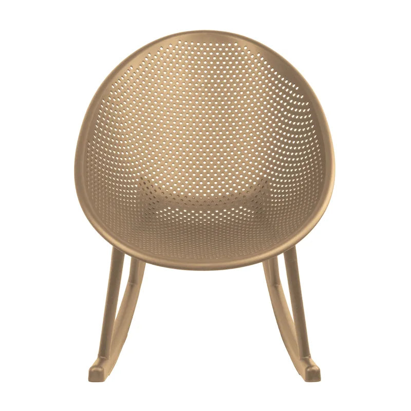 Mid-Century Modern Plastic Rocking Lounge Chair Plastic Legs with Breathable Perforated Egg Shaped Seat for Indoor/Outdoor Use