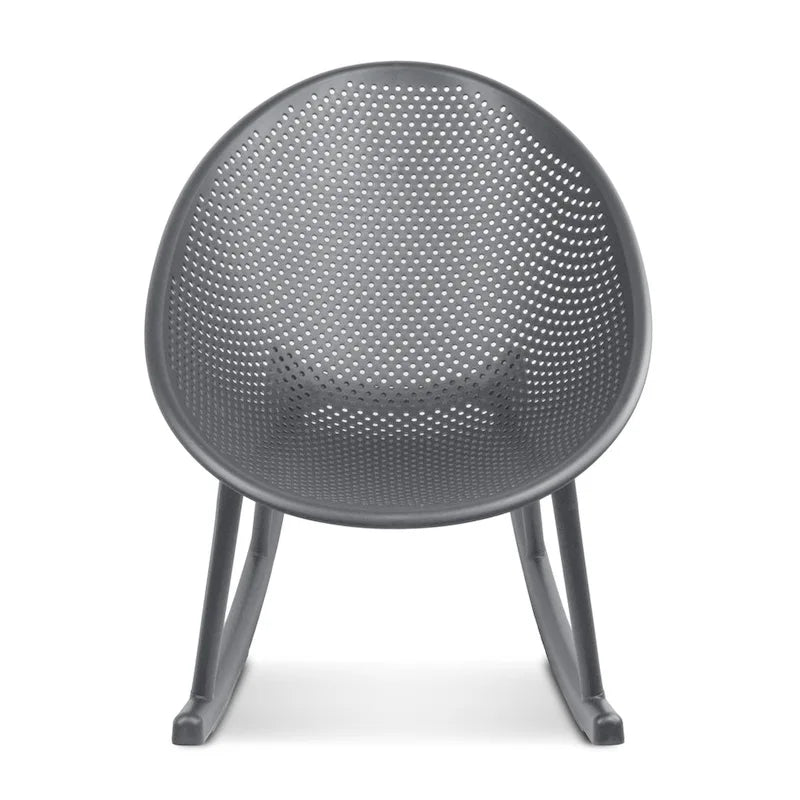 Mid-Century Modern Plastic Rocking Lounge Chair Plastic Legs with Breathable Perforated Egg Shaped Seat for Indoor/Outdoor Use