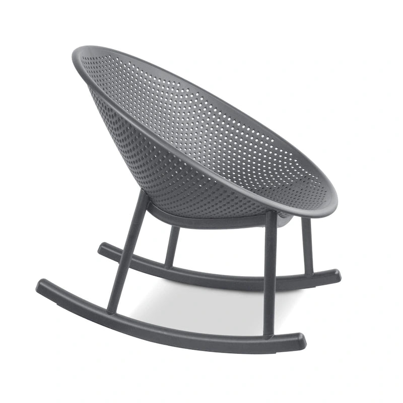 Mid-Century Modern Plastic Rocking Lounge Chair Plastic Legs with Breathable Perforated Egg Shaped Seat for Indoor/Outdoor Use