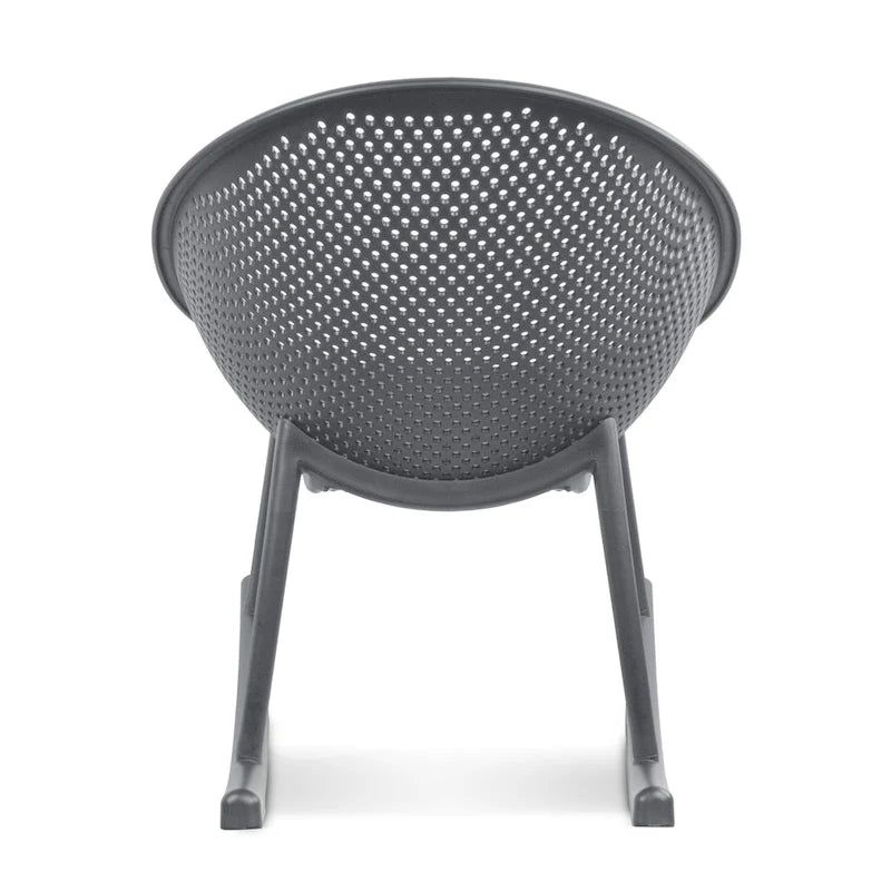 Mid-Century Modern Plastic Rocking Lounge Chair Plastic Legs with Breathable Perforated Egg Shaped Seat for Indoor/Outdoor Use