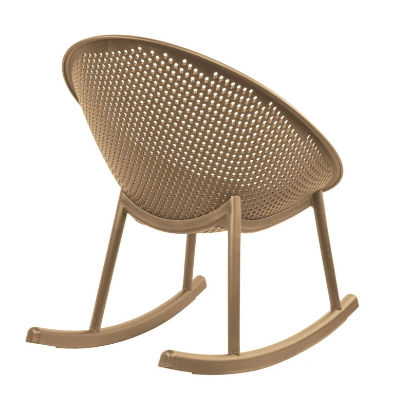 Mid-Century Modern Plastic Rocking Lounge Chair Plastic Legs with Breathable Perforated Egg Shaped Seat for Indoor/Outdoor Use