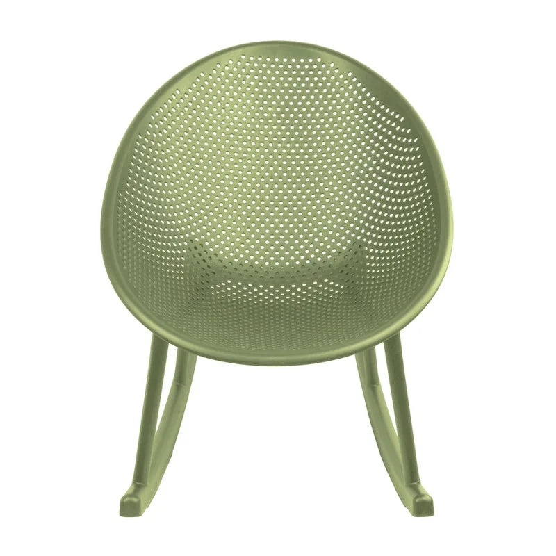 Mid-Century Modern Plastic Rocking Lounge Chair Plastic Legs with Breathable Perforated Egg Shaped Seat for Indoor/Outdoor Use