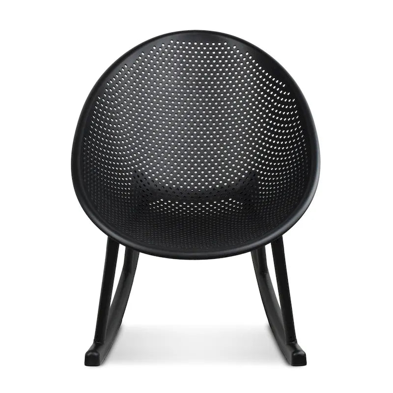 Mid-Century Modern Plastic Rocking Lounge Chair Plastic Legs with Breathable Perforated Egg Shaped Seat for Indoor/Outdoor Use
