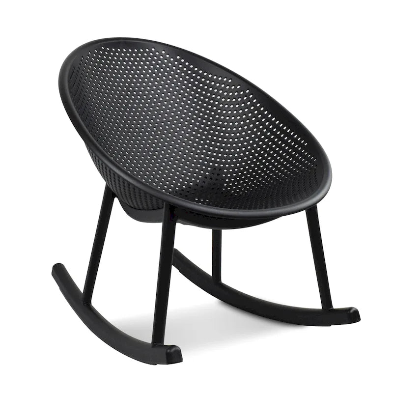 Mid-Century Modern Plastic Rocking Lounge Chair Plastic Legs with Breathable Perforated Egg Shaped Seat for Indoor/Outdoor Use