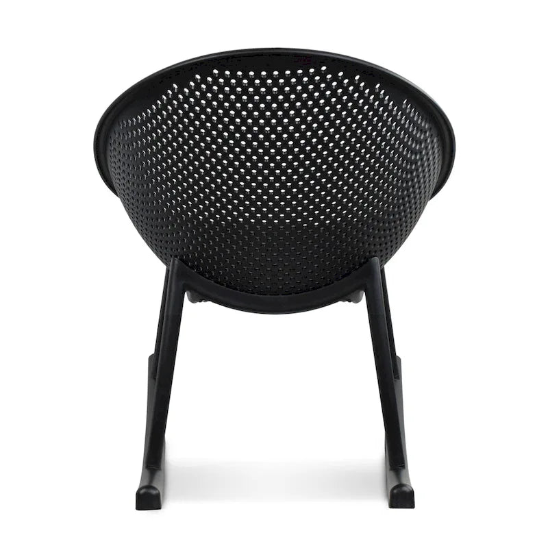 Mid-Century Modern Plastic Rocking Lounge Chair Plastic Legs with Breathable Perforated Egg Shaped Seat for Indoor/Outdoor Use