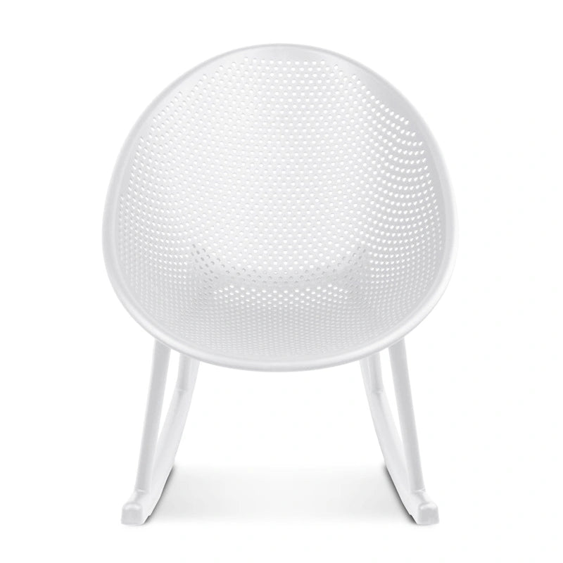 Mid-Century Modern Plastic Rocking Lounge Chair Plastic Legs with Breathable Perforated Egg Shaped Seat for Indoor/Outdoor Use