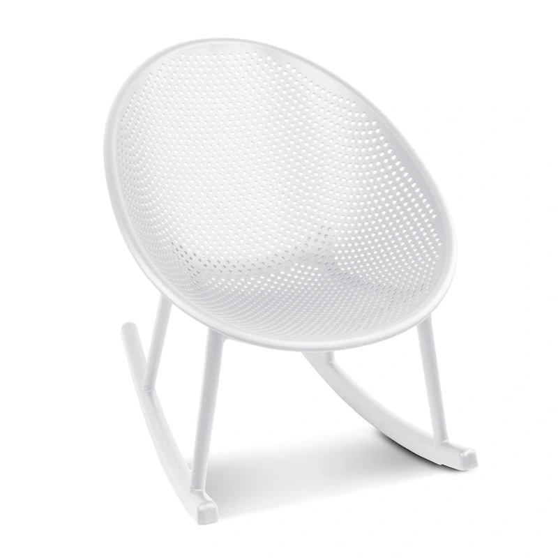 Mid-Century Modern Plastic Rocking Lounge Chair Plastic Legs with Breathable Perforated Egg Shaped Seat for Indoor/Outdoor Use