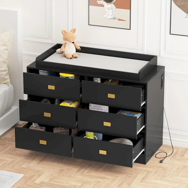 Dresser for Bedroom with 6 Drawers, Changing Table Dresser