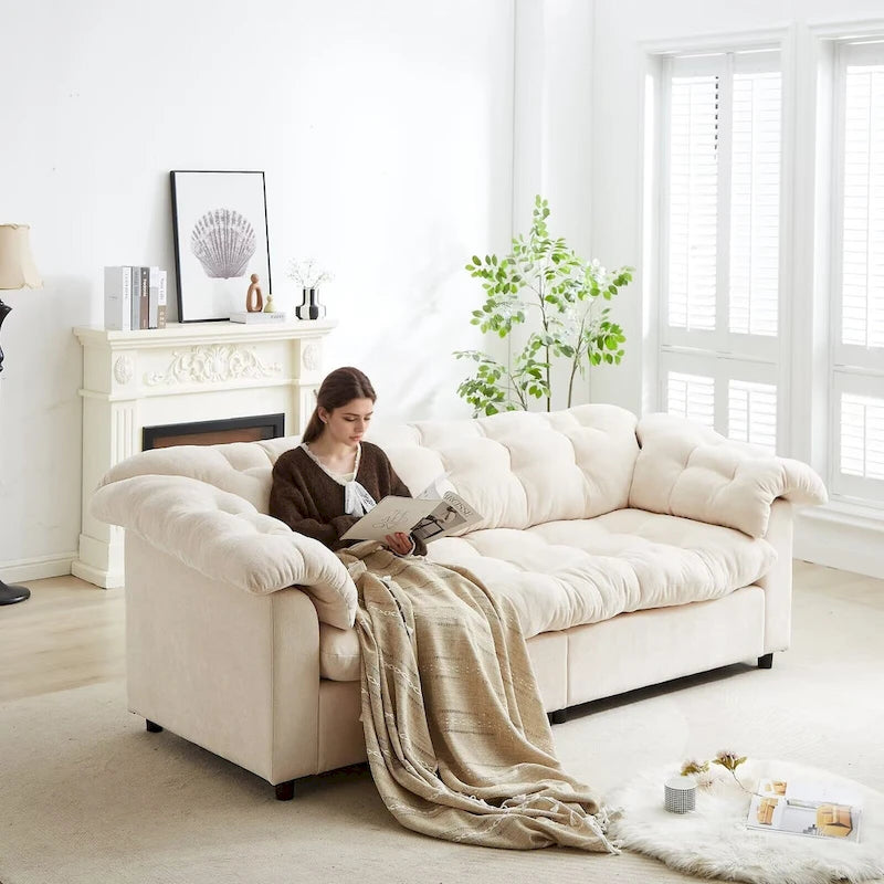 99.2  Chenille Comfort Deep Seat Sofa, Upholstered Fluffy Cloud Sofa