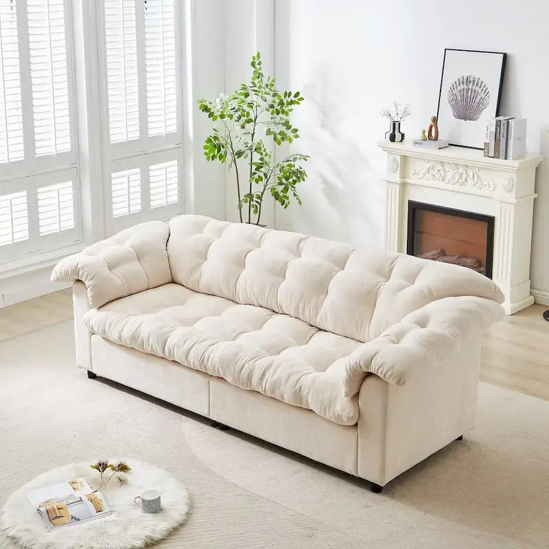 99.2  Chenille Comfort Deep Seat Sofa, Upholstered Fluffy Cloud Sofa