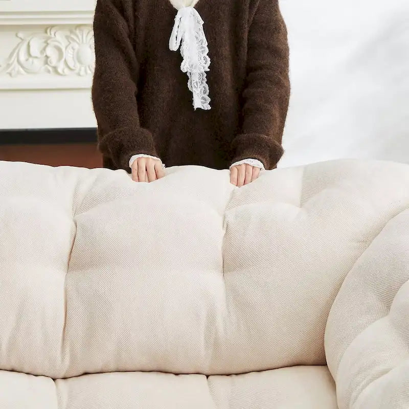 99.2  Chenille Comfort Deep Seat Sofa, Upholstered Fluffy Cloud Sofa