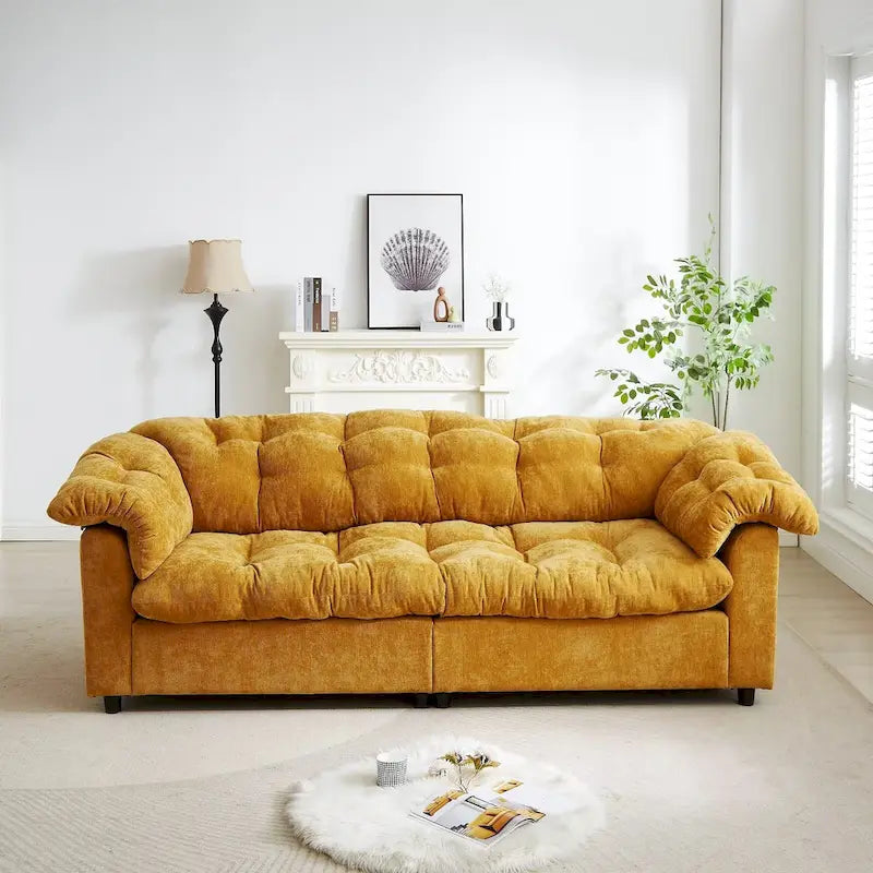 99.2  Chenille Comfort Deep Seat Sofa, Upholstered Fluffy Cloud Sofa