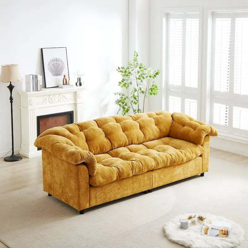 99.2  Chenille Comfort Deep Seat Sofa, Upholstered Fluffy Cloud Sofa