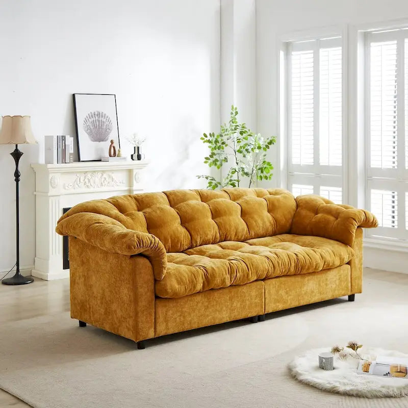 99.2  Chenille Comfort Deep Seat Sofa, Upholstered Fluffy Cloud Sofa