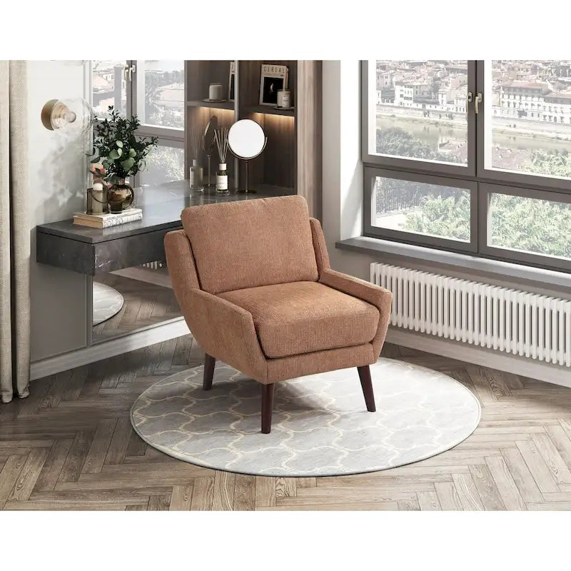 Comfortable Contemporary Accent Chair with Durable Upholstery and Solid Wood Legs