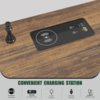 Table de chevet à 2 tiroirs avec station de charge et tiroir secret (lot de 2)