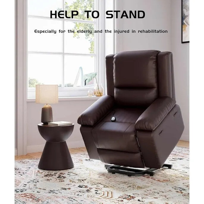 Leather Power Lift Recliner with Heat & Massage