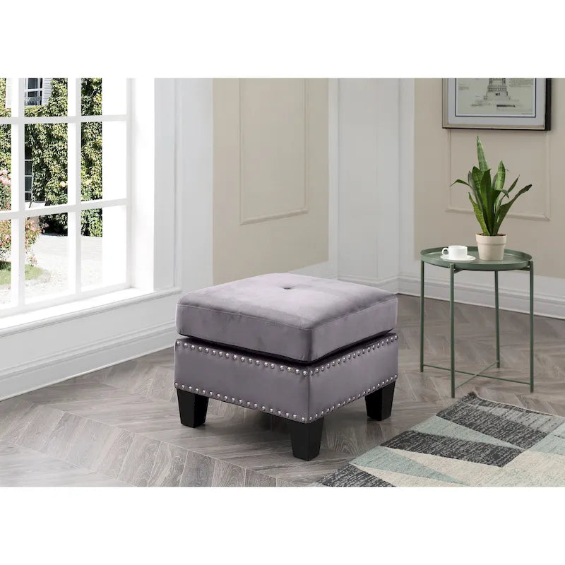 Tufted Velvet Ottoman