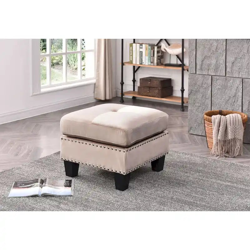 Tufted Velvet Ottoman