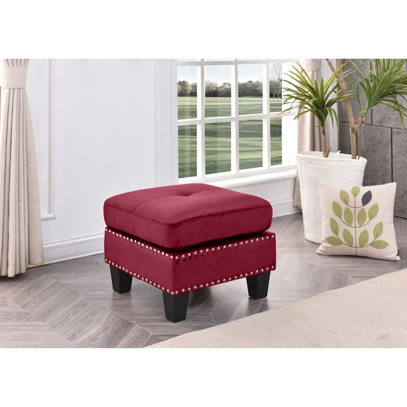 Tufted Velvet Ottoman