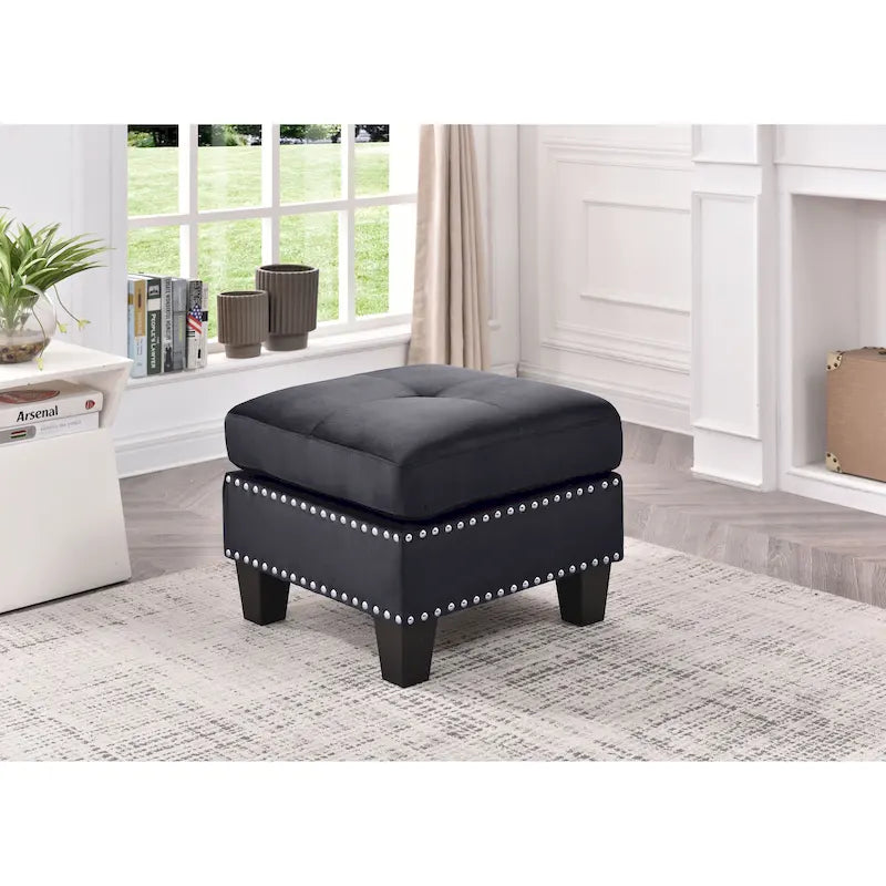 Tufted Velvet Ottoman