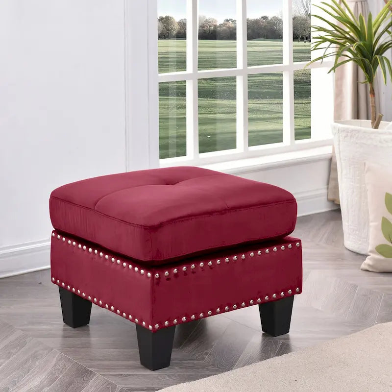 Tufted Velvet Ottoman