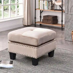 Pouffe en velours capitonné