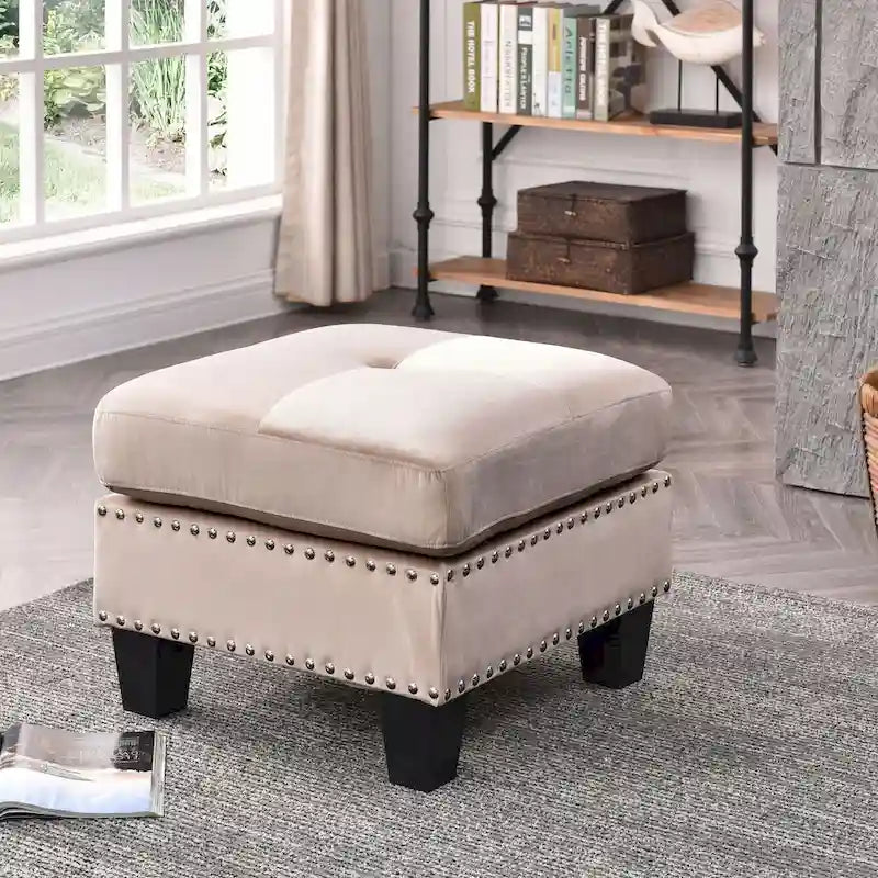 Tufted Velvet Ottoman