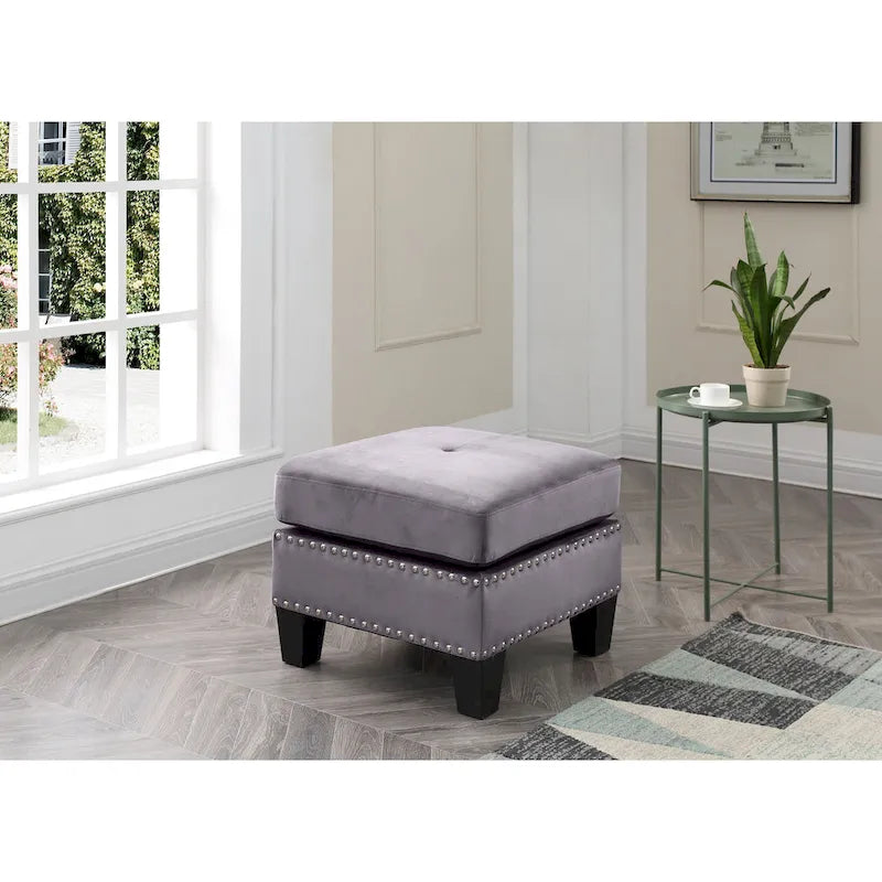 Tufted Velvet Ottoman