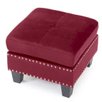 Pouffe en velours capitonné