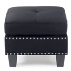 Pouffe en velours capitonné