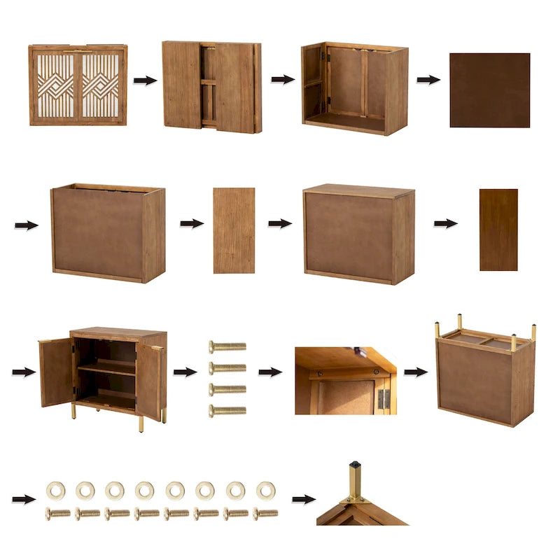 Farmhouse Storage Dresser Accent Sideboard Wood Buffet Cabinet with 2-Door for Living Room, Hallway, Bedroom, Dining Room
