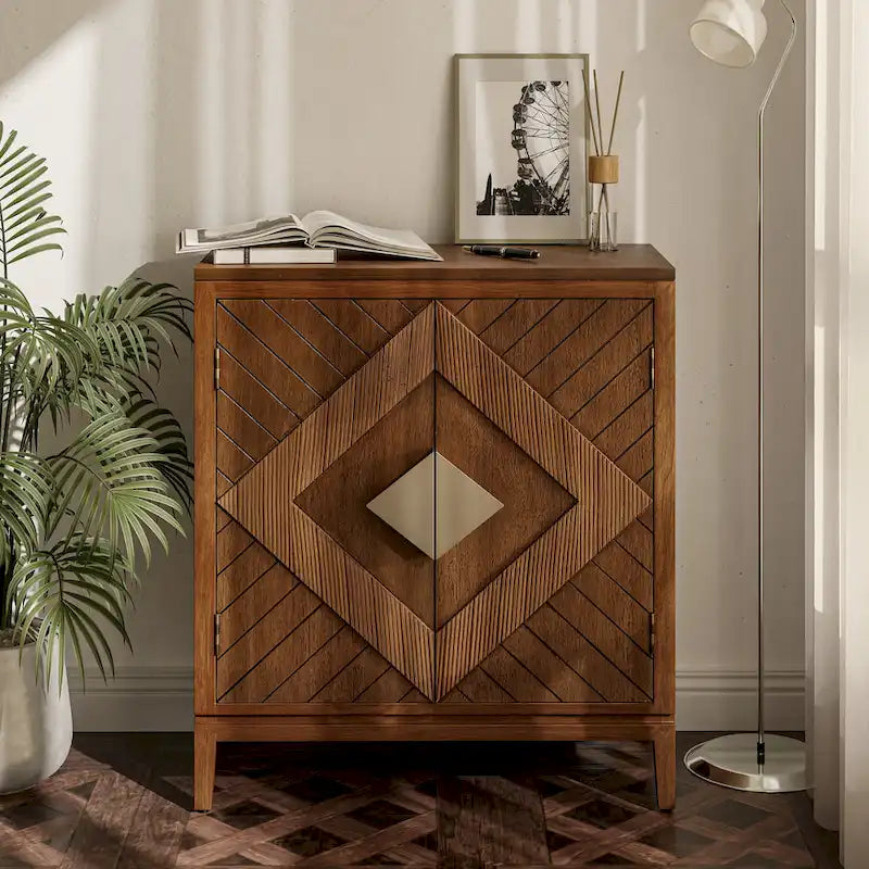 Farmhouse Storage Dresser Accent Sideboard Wood Buffet Cabinet with 2-Door for Living Room, Hallway, Bedroom, Dining Room