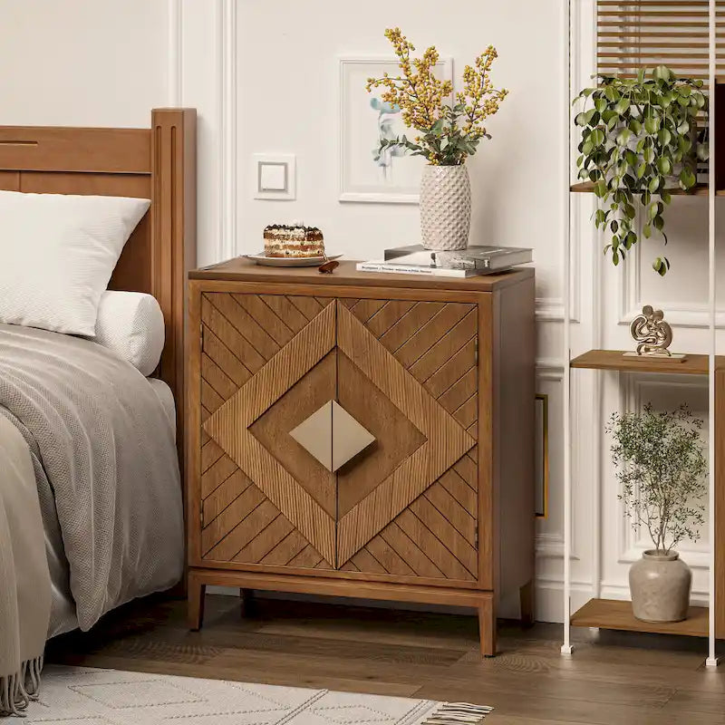 Farmhouse Storage Dresser Accent Sideboard Wood Buffet Cabinet with 2-Door for Living Room, Hallway, Bedroom, Dining Room