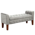 Grey Velvet Settee-style Storage Bench