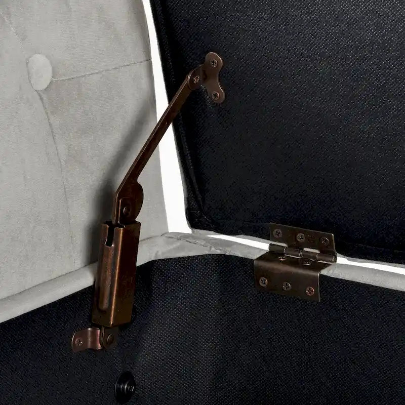 Grey Velvet Settee-style Storage Bench