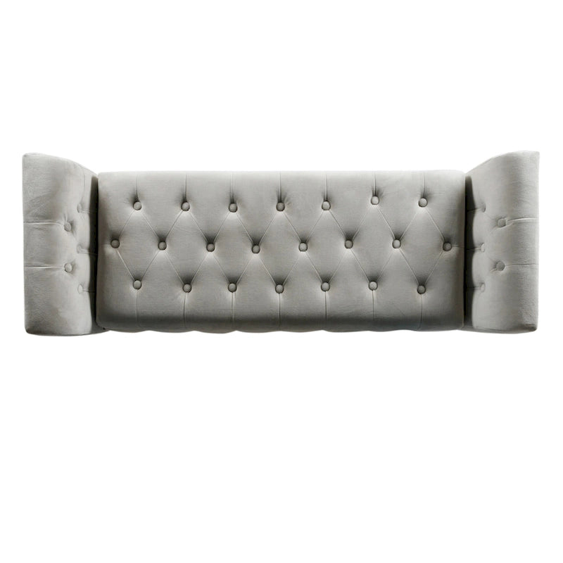 Grey Velvet Settee-style Storage Bench