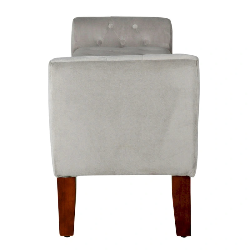 Grey Velvet Settee-style Storage Bench