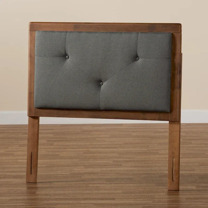 Modern and Contemporary Fabric and Wood Headboard Dark Grey