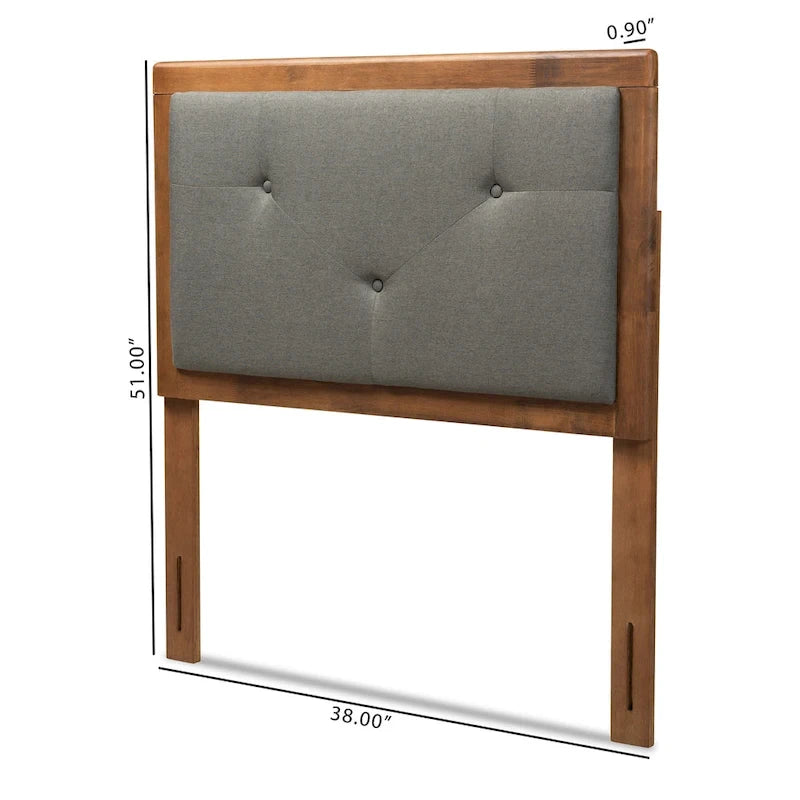 Modern and Contemporary Fabric and Wood Headboard Dark Grey