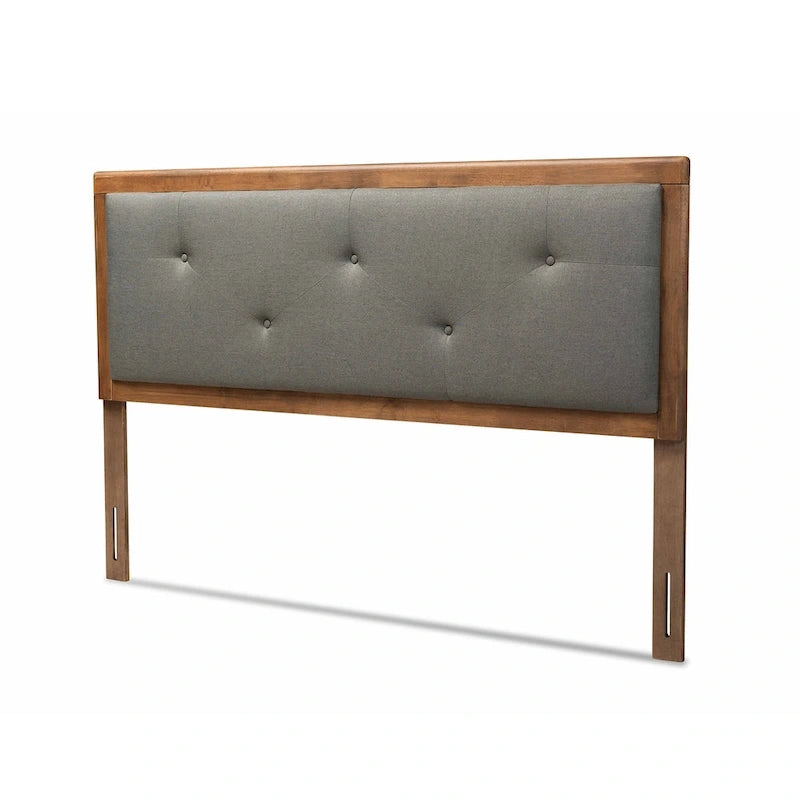 Modern and Contemporary Fabric and Wood Headboard Dark Grey