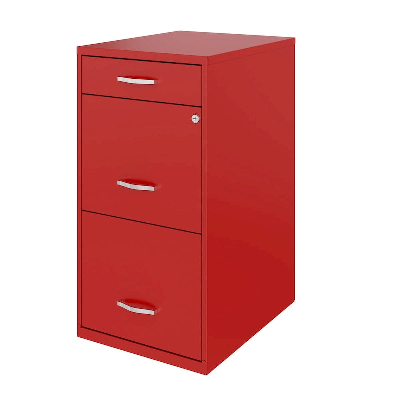 18 Deep 3 Drawer Metal File Cabinet, Lava Red