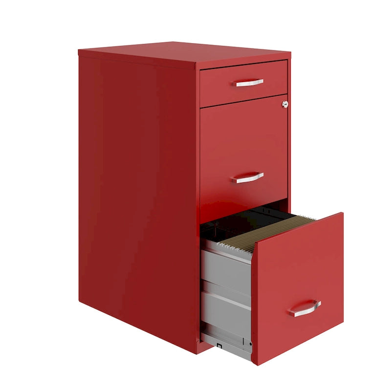 18 Deep 3 Drawer Metal File Cabinet, Lava Red
