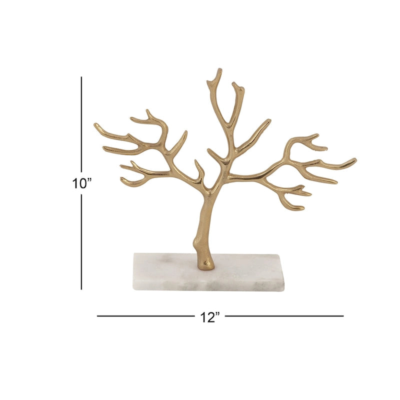 Marble Tree Jewelry Stand with Rectangular Base
