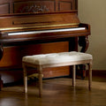 French Vintage Upholstered Bench with Carved Solid Wood Frame