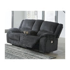 Draycoll Double Power Reclining Loveseat w/ Console, Dark Gray - 40 x 70 x 40