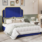 Cadre de lit Queen Size et tête de lit de 150 cm avec garniture plaquée or
